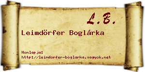 Leimdörfer Boglárka névjegykártya